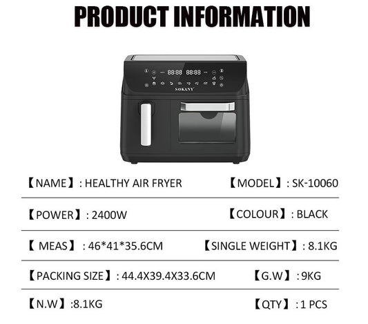 SOKANY10060 AIR FRYER Household 125L Healthy FRYER Visualization Double Pot FRYER AIR FRYER