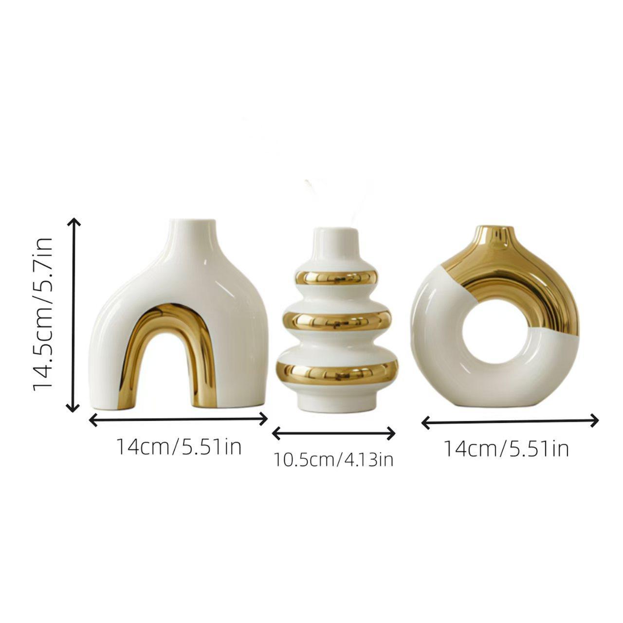 3pcs Nordic Ornament Electroplated Ceramic Flower Vase