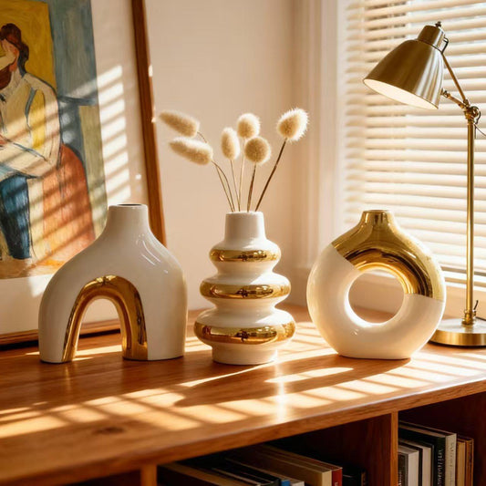 3pcs Nordic Ornament Electroplated Ceramic Flower Vase