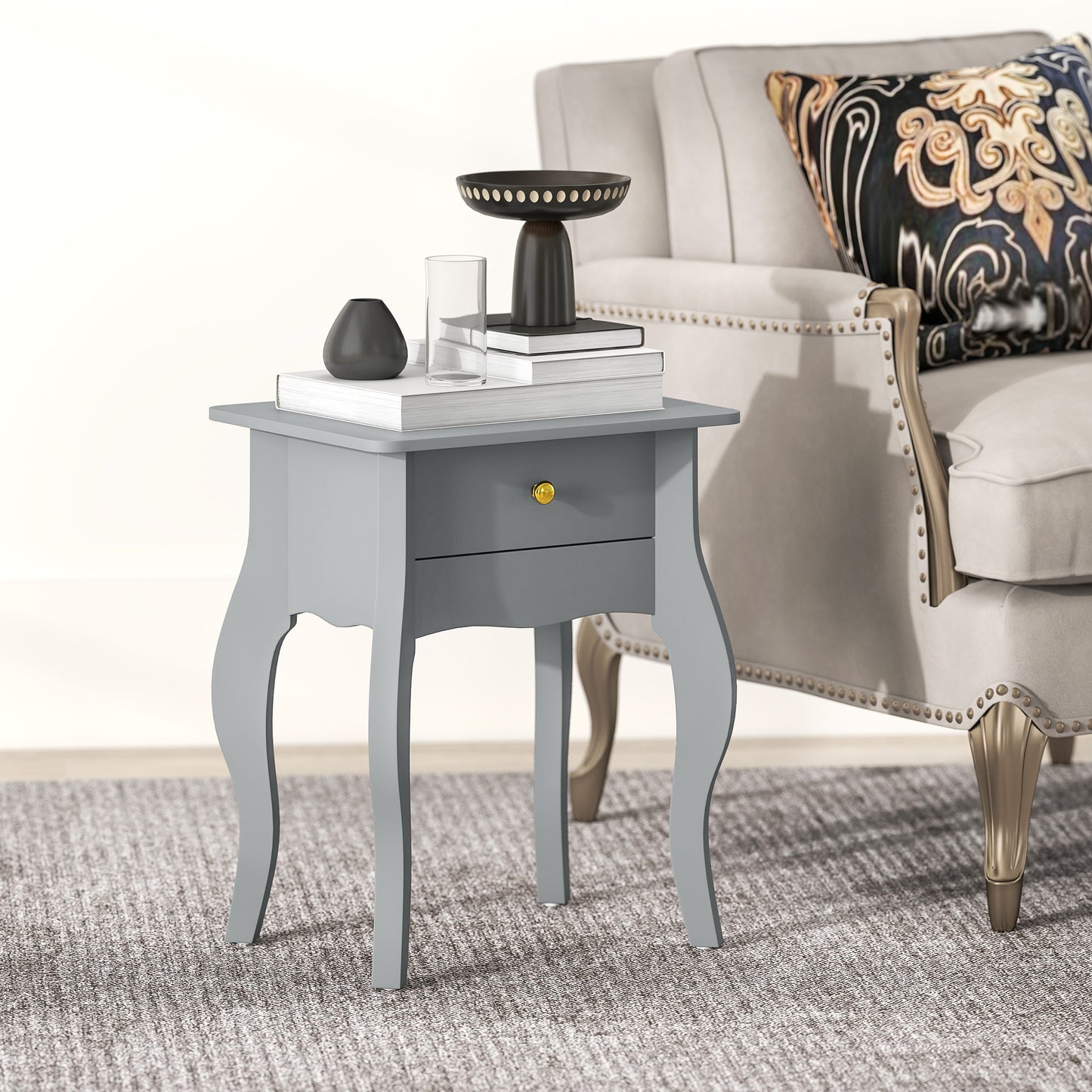 French Style Side Table With Drawer