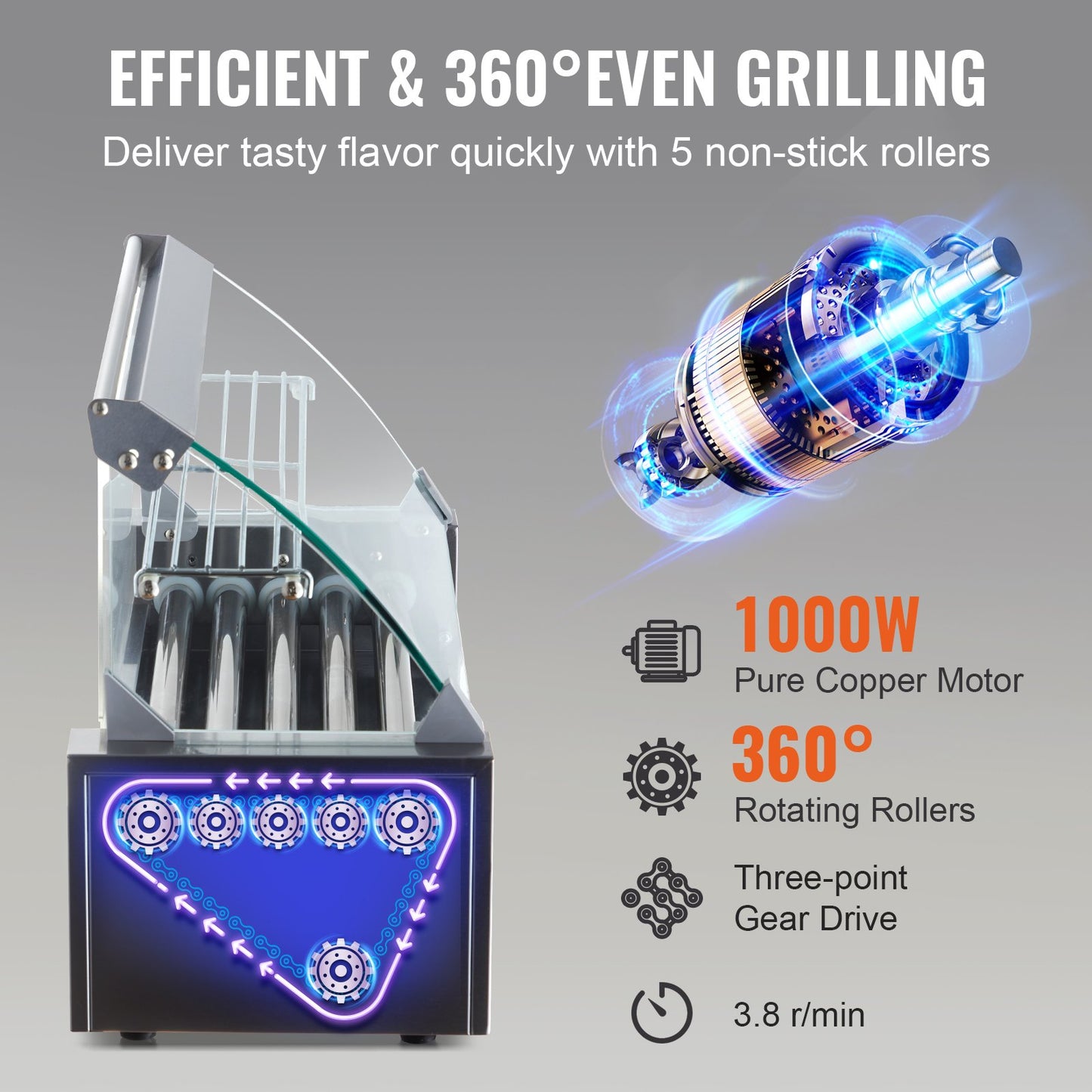 750W Stainless Sausage Grill Cooker